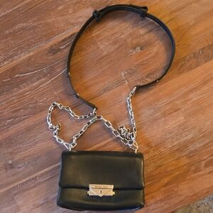 Michael Kors Black Crossbody Bag with Silver Chain